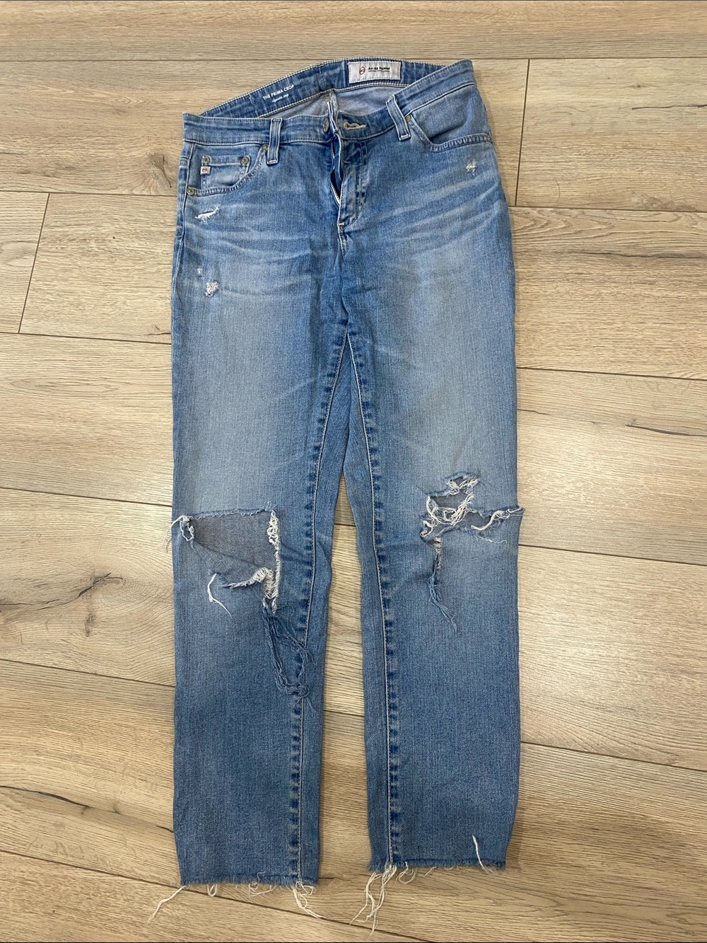 AG Jeans Prima Crop Distressed Women's Blue Jeans - Slim Straight
